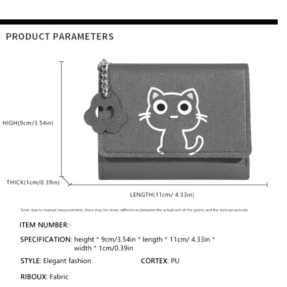 😻Trifold Cat Wallet w/Snap Closure - Picture 3 of 6